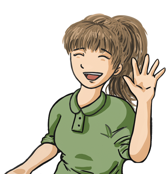 cartoon image of a woman waving