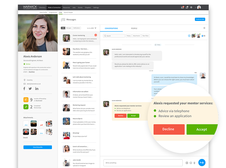 chat-ui alumni engagement program sample