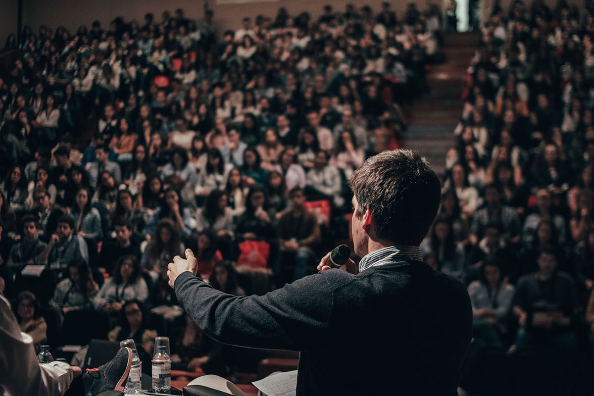 man giving a lecture