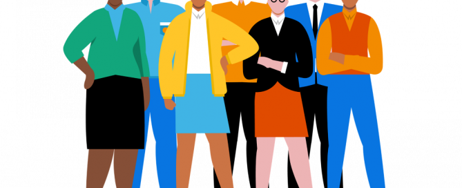 alumni relations program graphic with people