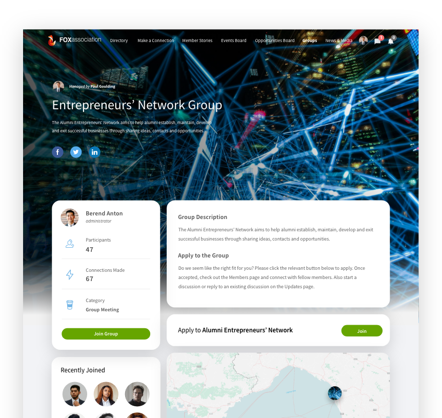 membership community one of the main pages of the aluminate software